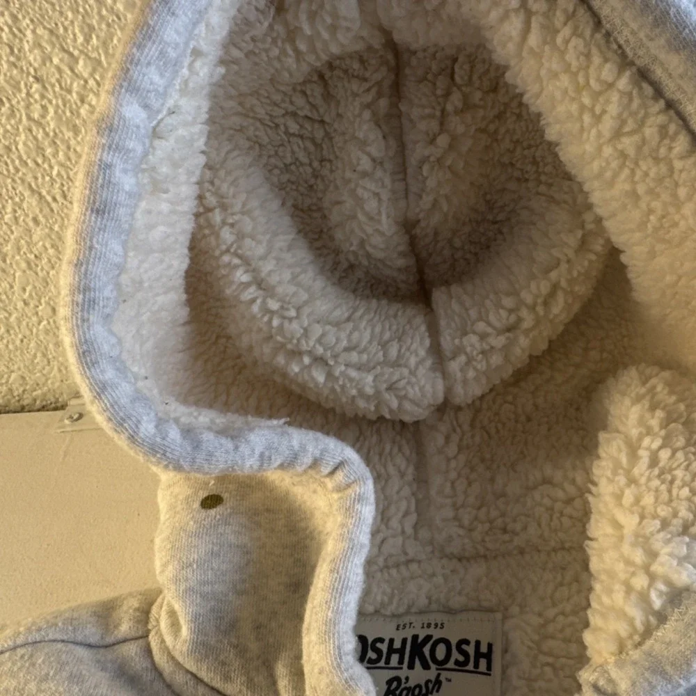 OshKosh B'gosh Gray Polka Dot Hooded Fleece-Lined Zip Jacket 4T 20598910